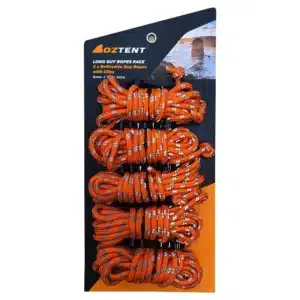 Oztent Long Guy Rope with Clip (Reflective) 5 Pack